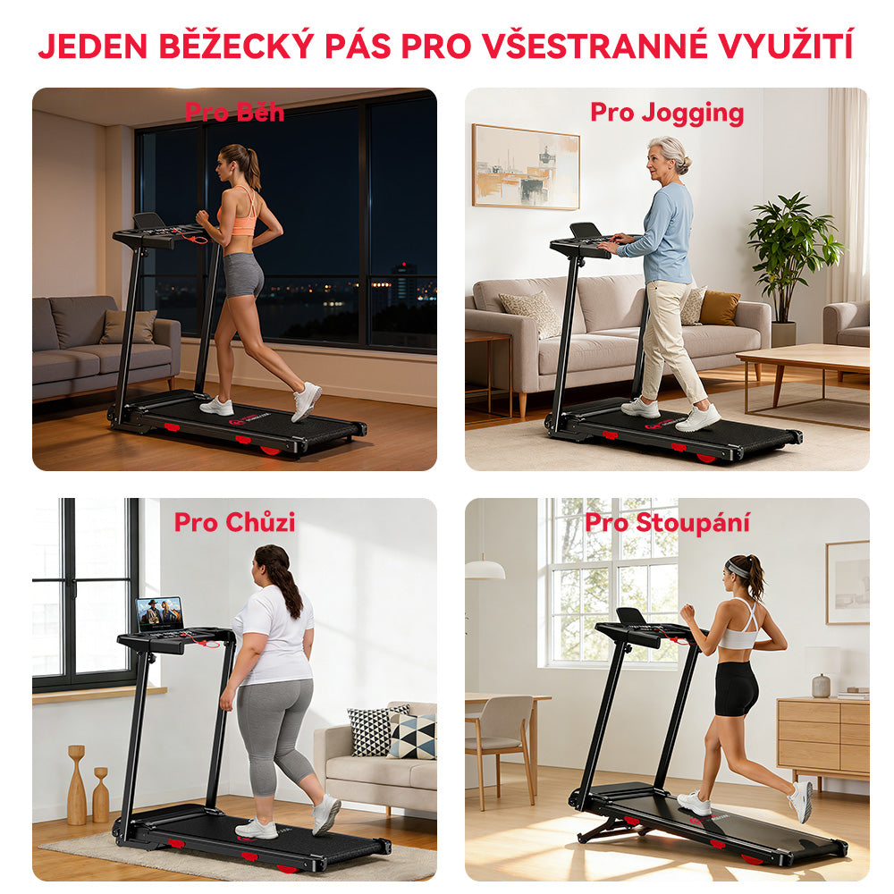 Skládací Běžecký Pás Q5 Pro s Bezkartáčovým Motorem, Rychlost 1–12 km/h, Automatický Sklon 15%