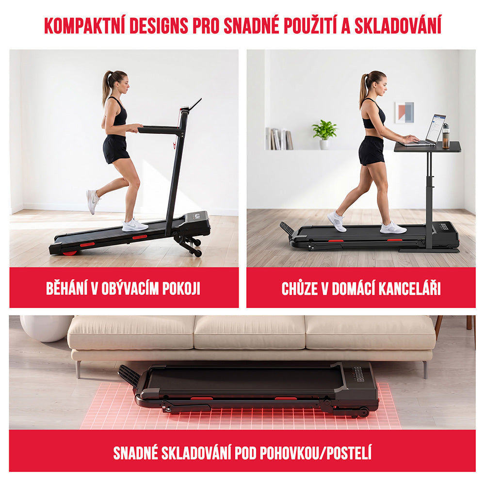 Skládací Běžecký Pás Y5 s Bezkartáčovým Motorem, Rychlost 1–10 km/h, Automatický Sklon 0 %–15 %
