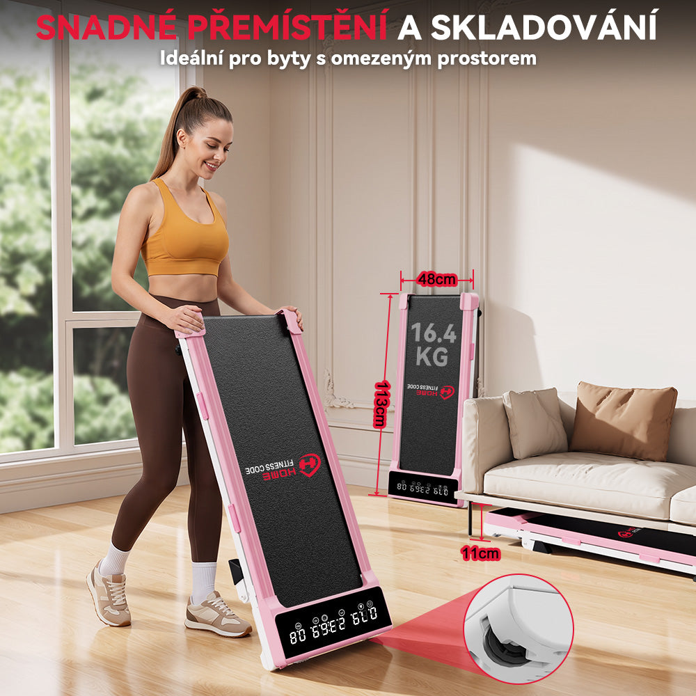 Běžecký Pás Q2 Pro s Bezkartáčovým Motorem, Rychlost 1-10 km/h, Manuální Sklon 5 % (Nová Verze)