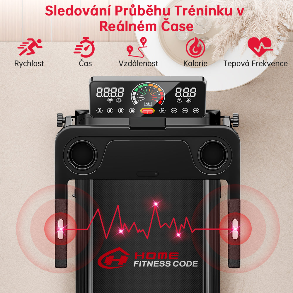 Skládací Běžecký Pás Q8, Rychlost 1-12 km/h, Manuální Sklon 5 %