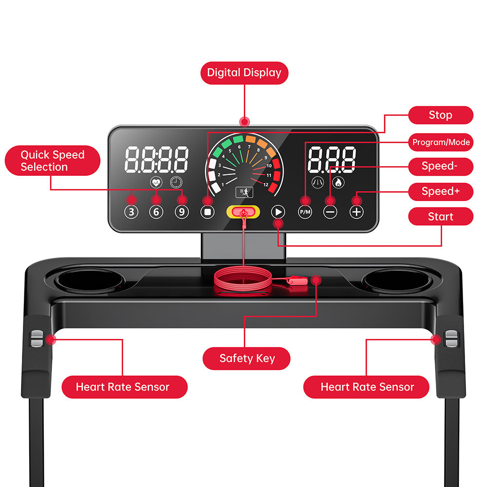 Skládací Běžecký Pás Q8, Rychlost 1-12 km/h, Manuální Sklon 5 %