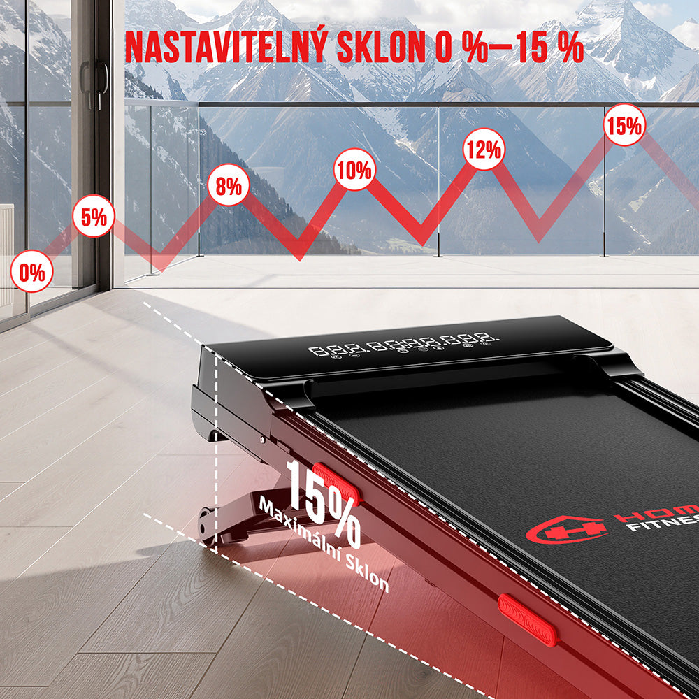 Běžecký Pás Y5 s Bezkartáčovým Motorem, Automatický Sklon 0 %–15 %