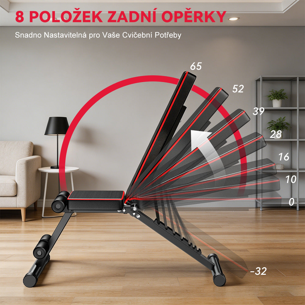 Skládací Posilovací Lavice B1, Nastavitelným Opěradlem