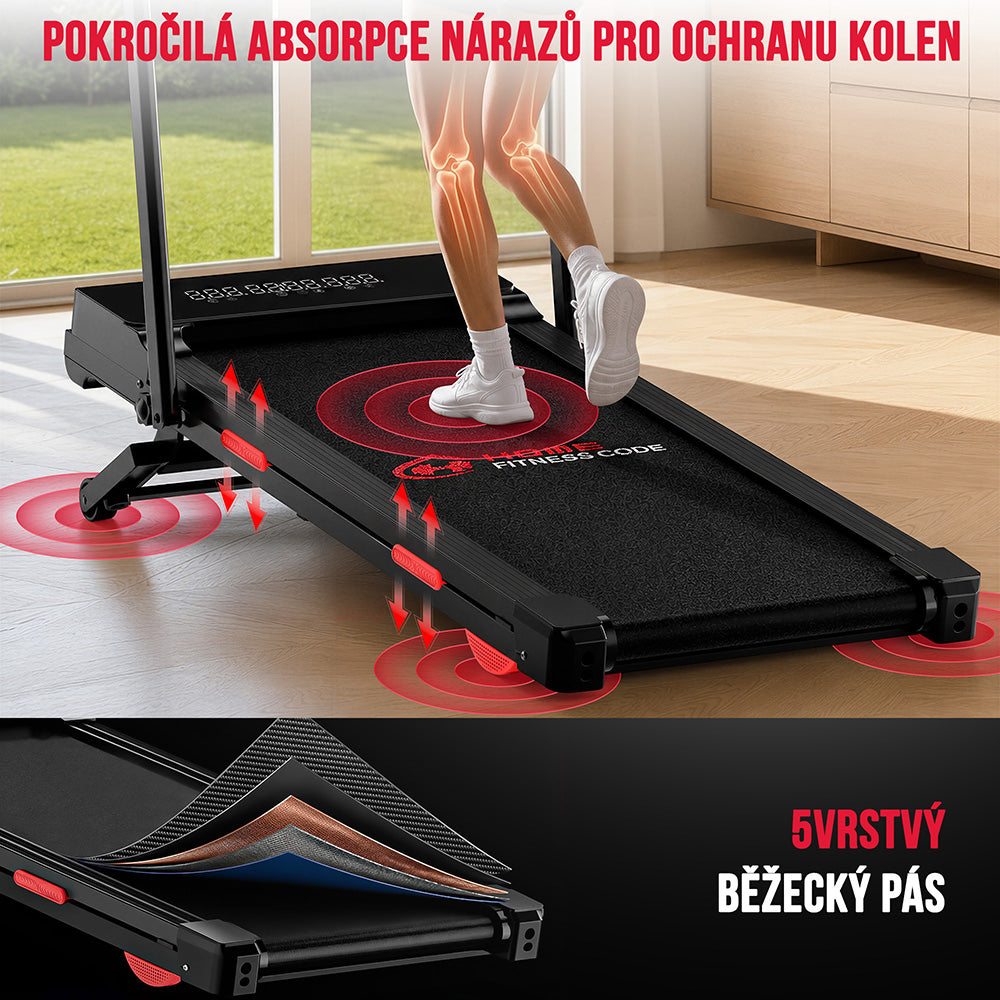 Skládací Běžecký Pás Y5 s Bezkartáčovým Motorem, Automatický Sklon 0 %–15 %