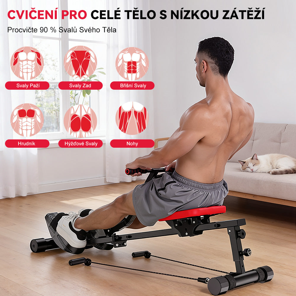 Hydraulický Veslovací Trenažér, 12 Úrovní Odporu