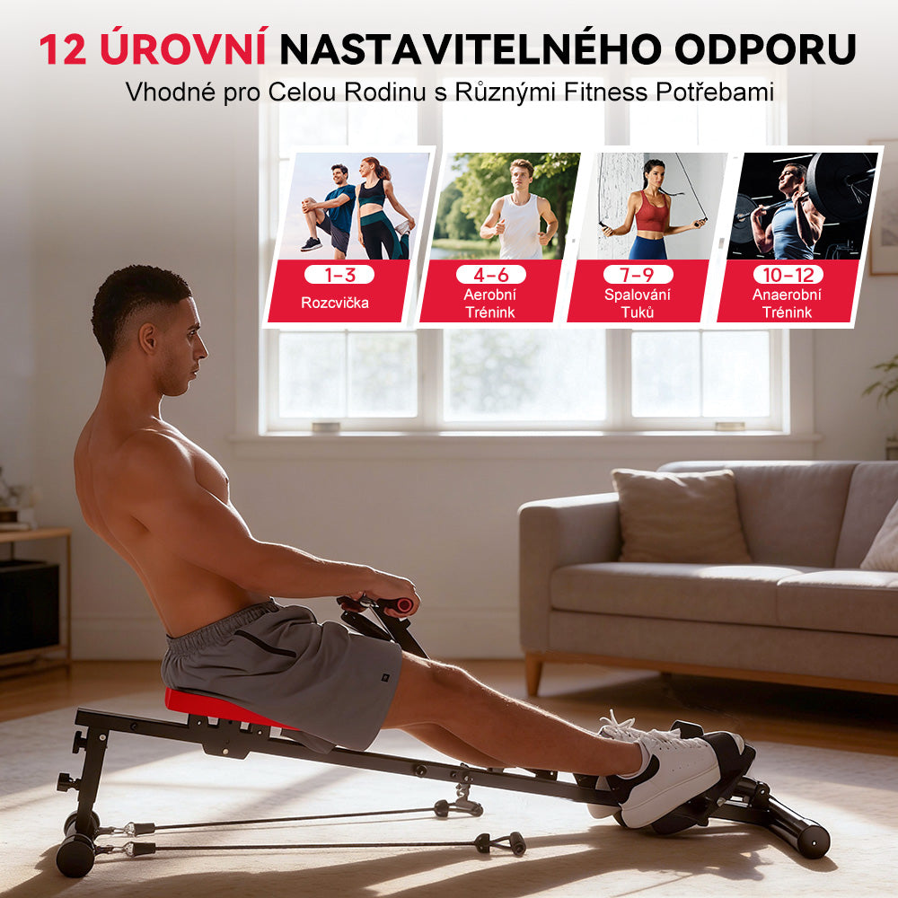 Hydraulický Veslovací Trenažér, 12 Úrovní Odporu
