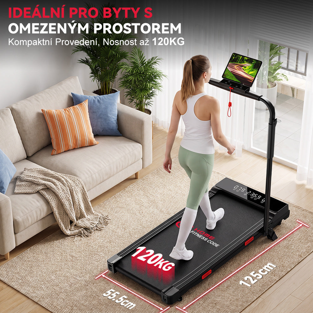 Běžecký Pás Q2 Pro s Bezkartáčovým Motorem, Rychlost 1-10 km/h, Manuální Sklon 5 % (Nová Verze)