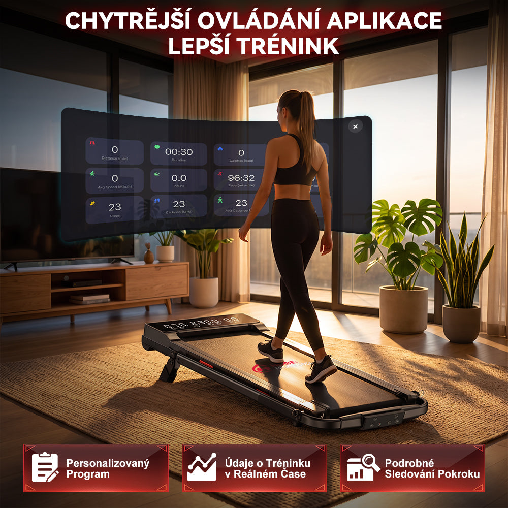 Běžecký Pás Q2 Pro s Bezkartáčovým Motorem, Rychlost 1-10 km/h, Manuální Sklon 5 % (Nová Verze)