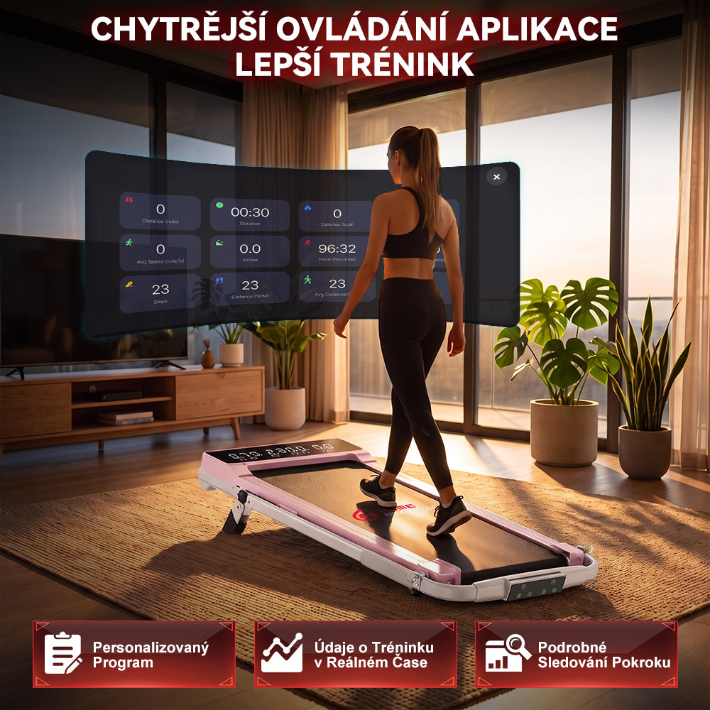 Běžecký Pás Q2 Pro s Bezkartáčovým Motorem, Rychlost 1-10 km/h, Manuální Sklon 5 % (Nová Verze)