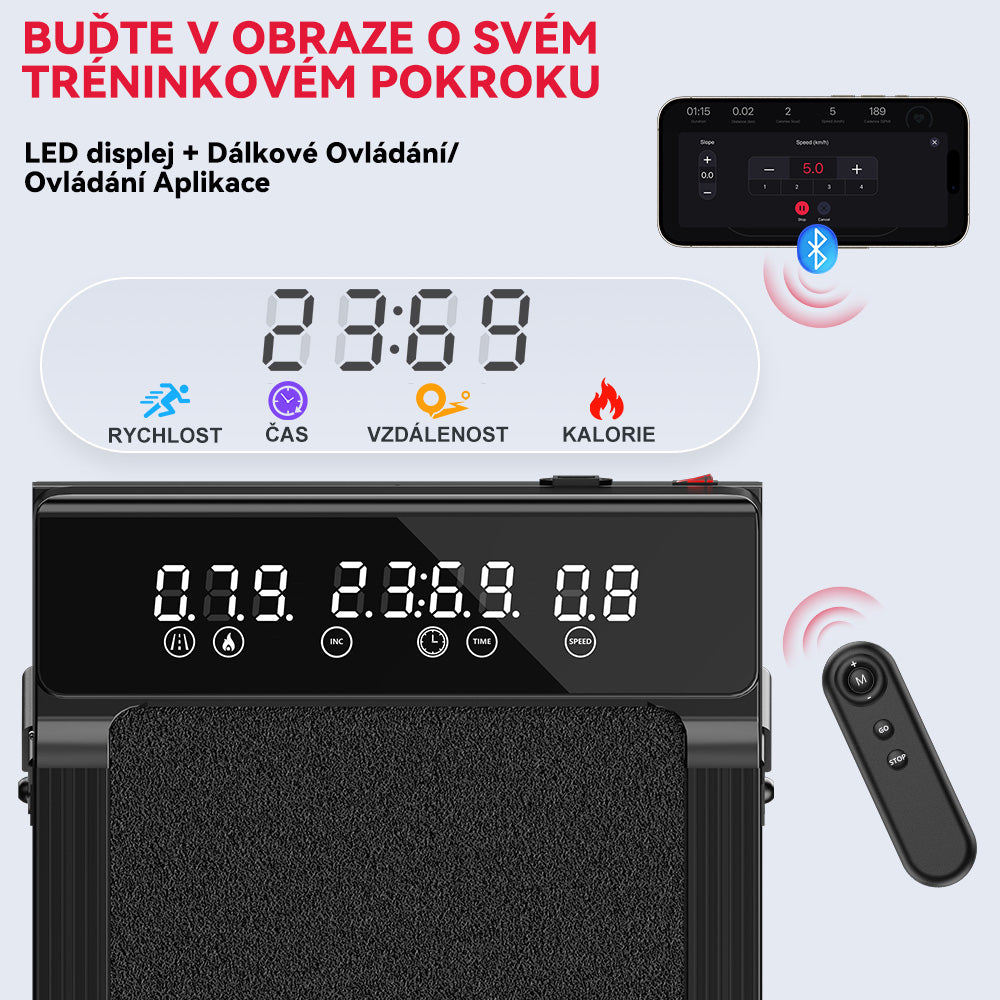 Běžecký Pás Q2 Pro s Bezkartáčovým Motorem, Rychlost 1-10 km/h, Manuální Sklon 5 % (Nová Verze)
