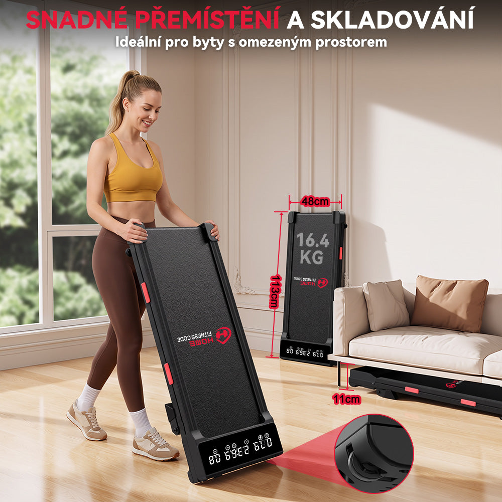 Běžecký Pás Q2 Pro s Bezkartáčovým Motorem, Rychlost 1-10 km/h, Manuální Sklon 5 % (Nová Verze)
