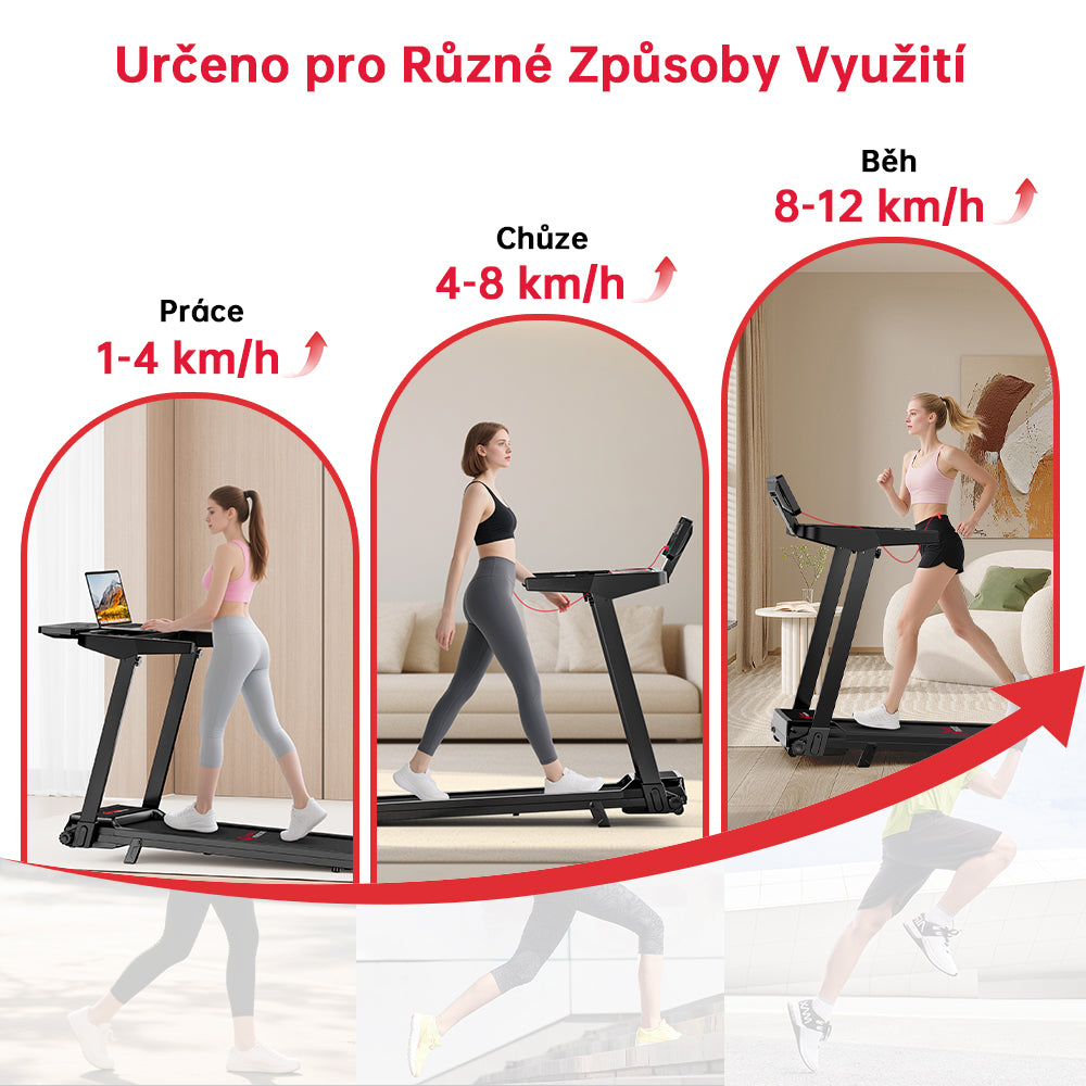 Skládací Běžecký Pás Q8, Rychlost 1-12 km/h, Manuální Sklon 5 %