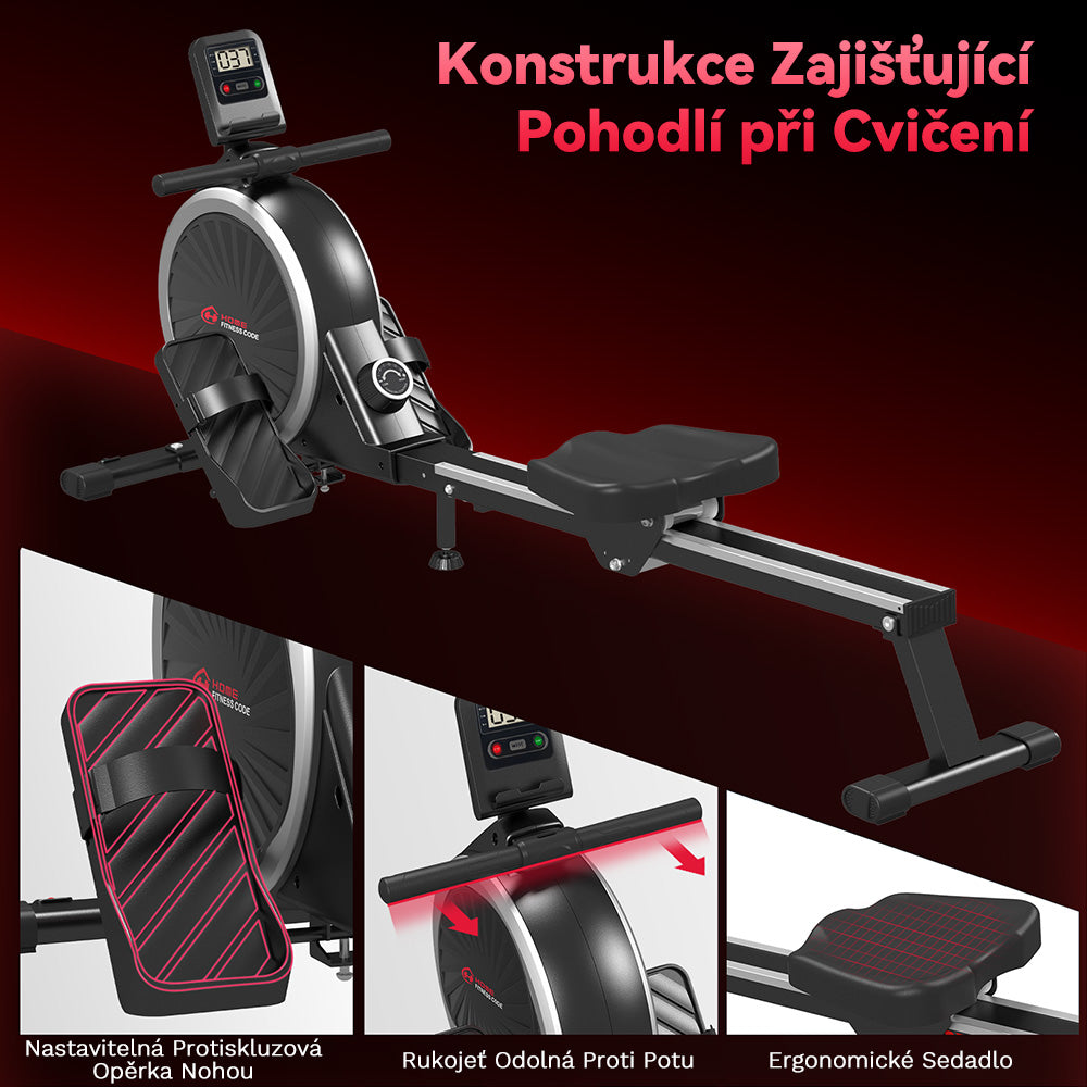 Magnetický Veslovací Trenažér, 16 Úrovní Odporu