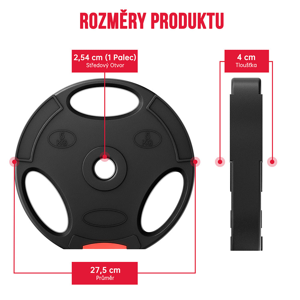 1 Palec Standardní Činkové Kotouče, 5 x 5KG